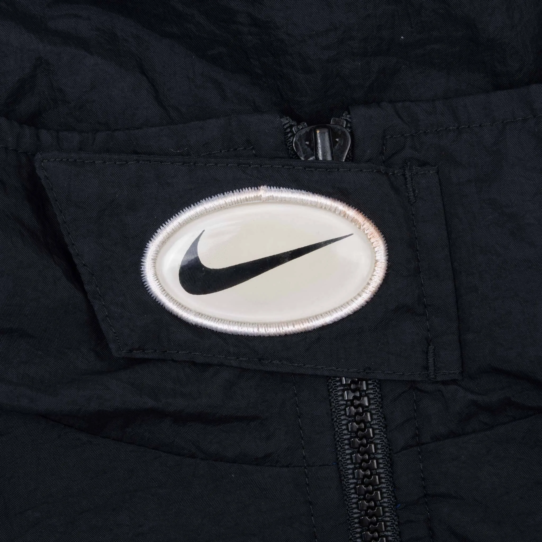 VINTAGE NIKE CLASSIC SWOOSH BLACK WINDBREAKER JACKET 1990S SIZE XL