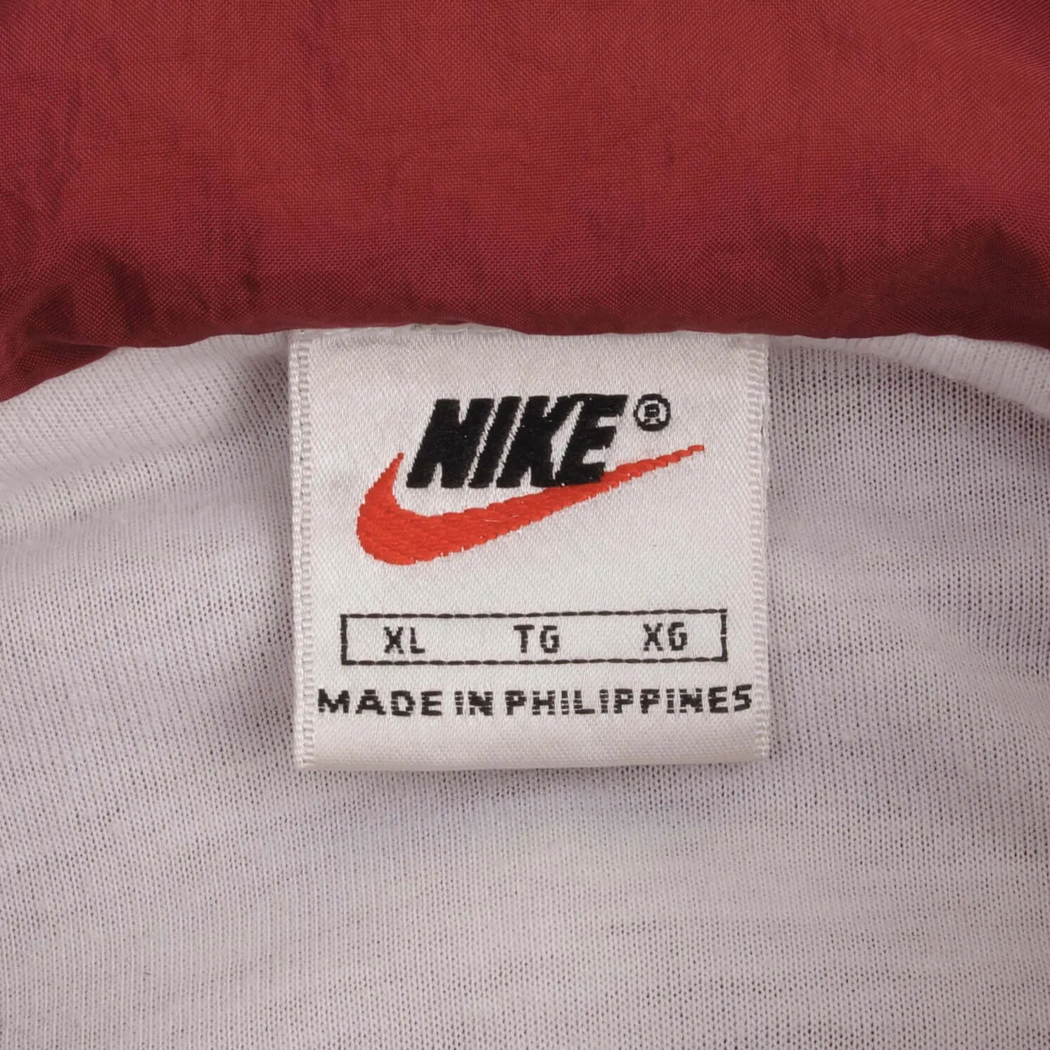 VINTAGE NIKE WINDBREAKER WHITE & RED JACKET SIZE XL 1990S