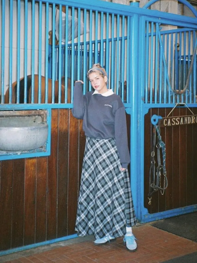 Volumy Check Long Skirt