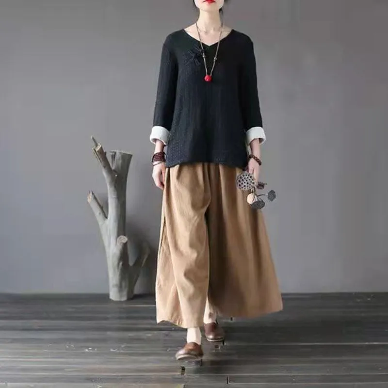 Wide Leg Pants for Women, Winter Corduroy Pants ,Women Trousers