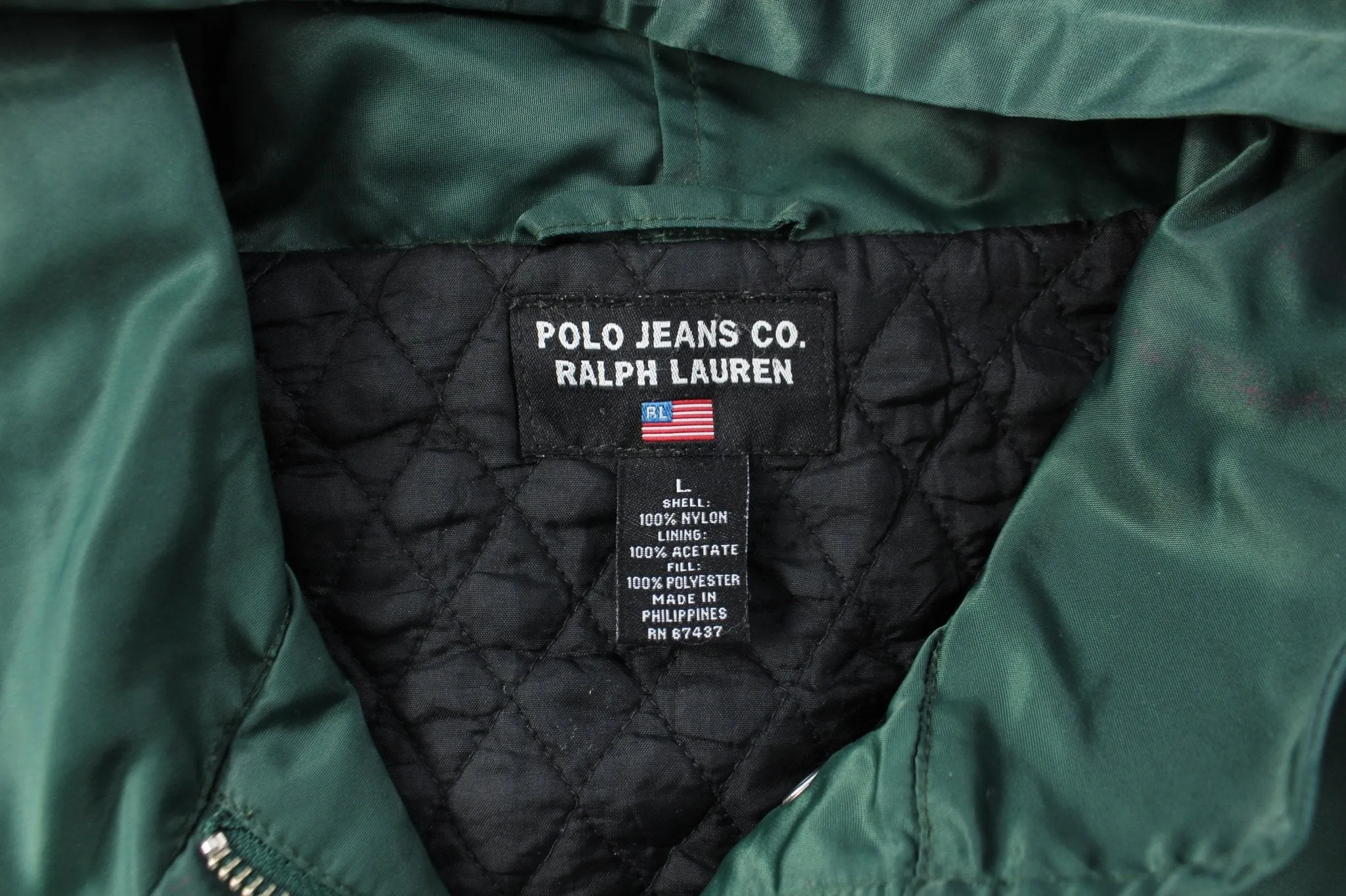 Women's Polo Jeans Co. Embroidered Logo Green Zip Up Jacket