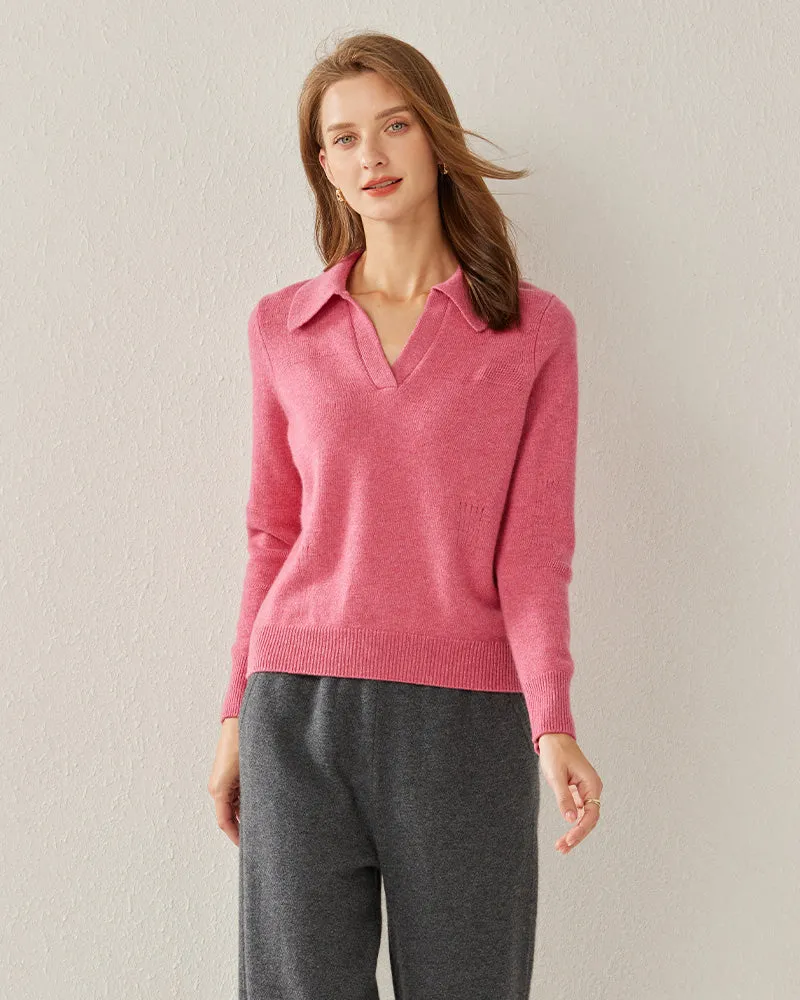 Women's Pure Cashmere Polo Collar Sweater