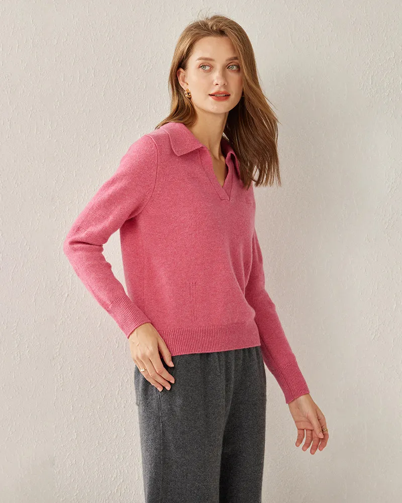 Women's Pure Cashmere Polo Collar Sweater