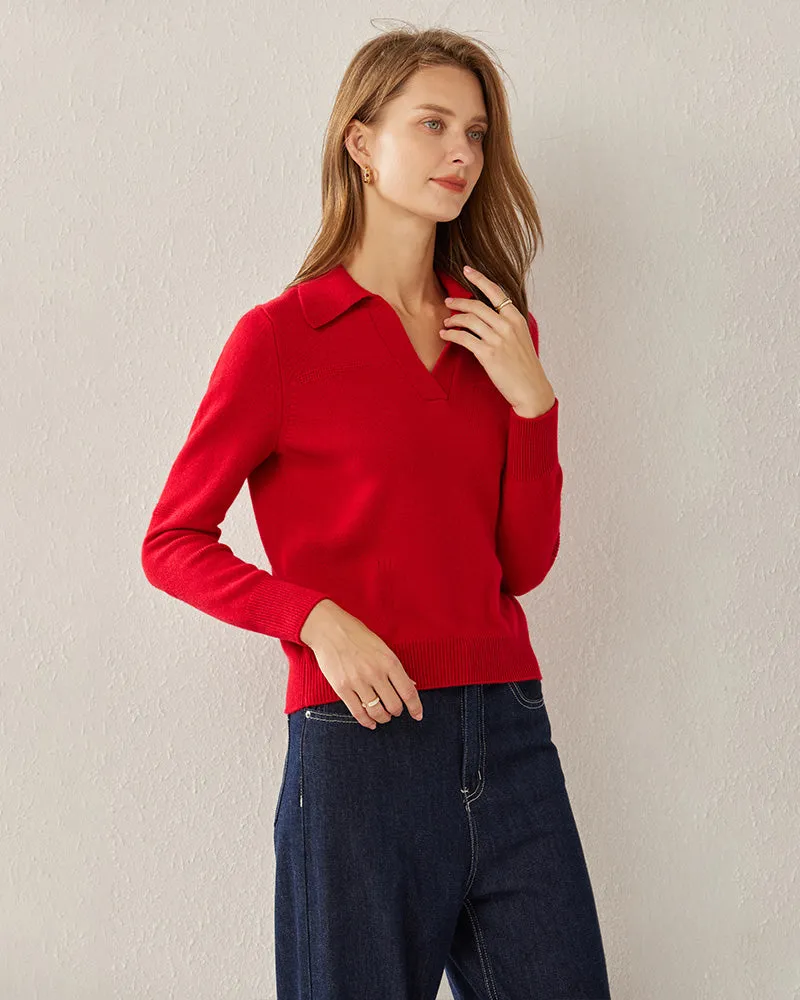 Women's Pure Cashmere Polo Collar Sweater