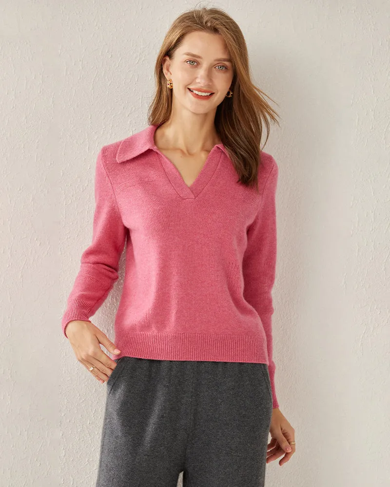 Women's Pure Cashmere Polo Collar Sweater