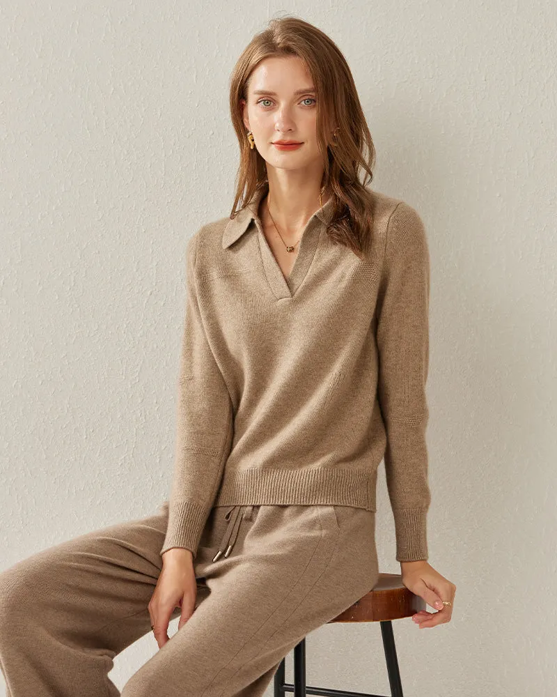 Women's Pure Cashmere Polo Collar Sweater