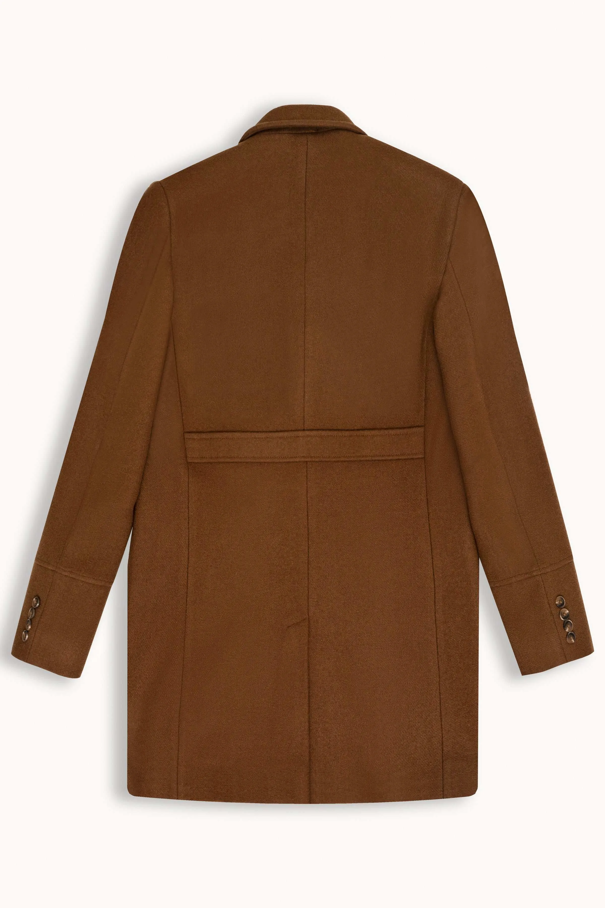 WOOLEN LONG COAT DOUBLE BREASTED LIGHT BOWN