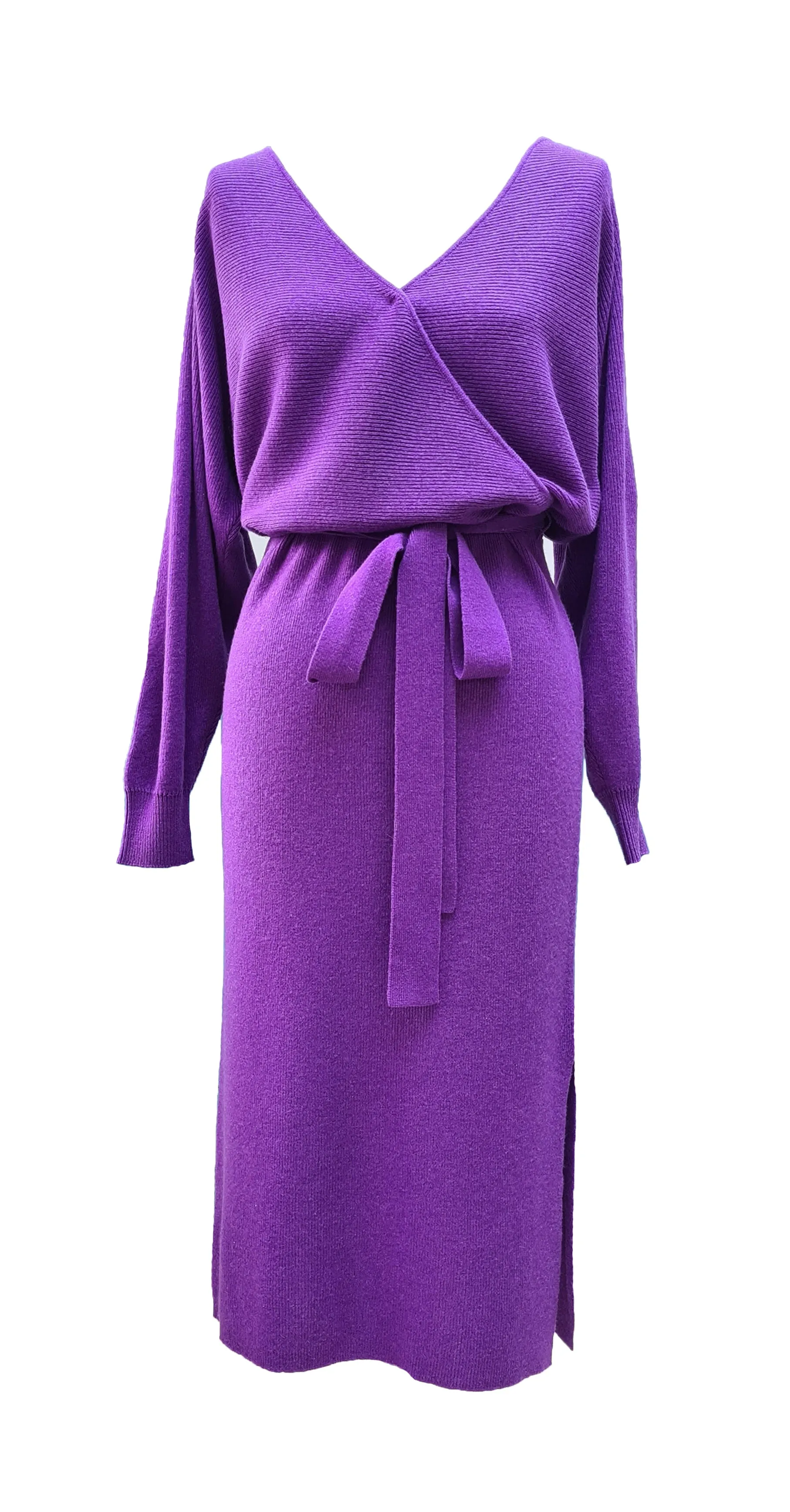 Zara Cashmere Blend Knitted Dress DRK791 Purple